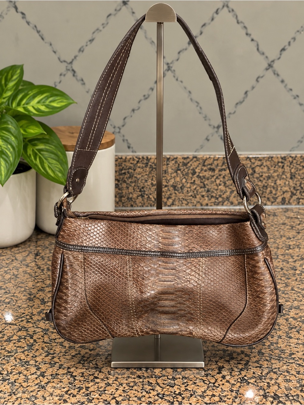Liz Claiborne Brown Embossed Shoulder Bag